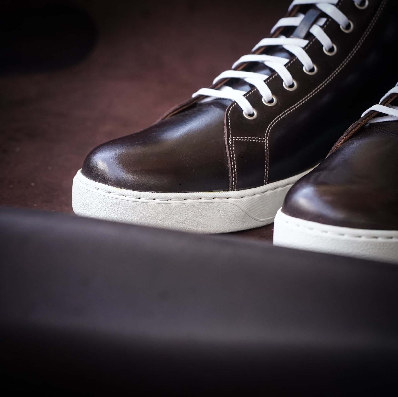 Songo High Top Rubber Sole Sneakers with Veg Tan Leather